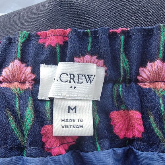 J. Crew  BA844 Womens size M Navy Blue Plink Flower Print Midi Skirt Pull-On - Picture 9 of 10